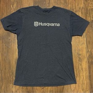 Hqvarna blue inch amp; grey logo short sleeve T shirt Large dealership brand